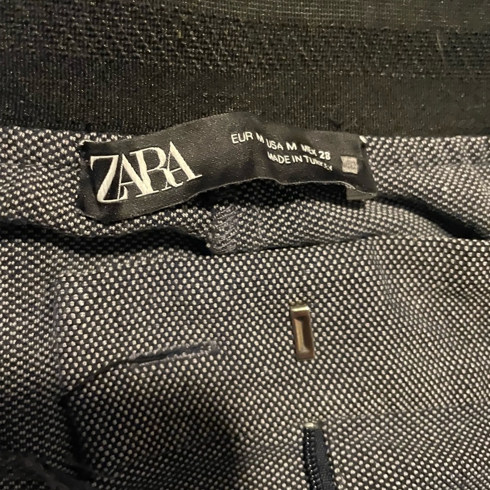 Zara Navy and White Patterned Trousers